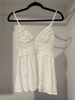 Bellino Clothing White Lace-Trim Cami